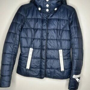 Navy Puffer Jacket with Hood